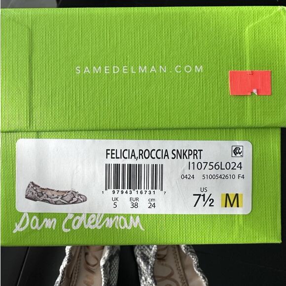 Sam Edelman Felicia Roccia Leather Snakeskin Ballet Flats Women's Size 7.5 $120 - Picture 5 of 6